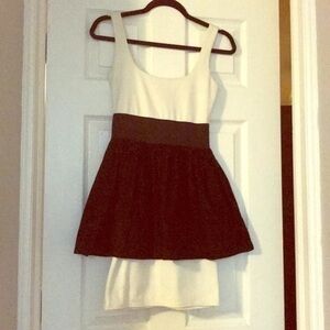 White and black peplum mini A-lined Dress Small